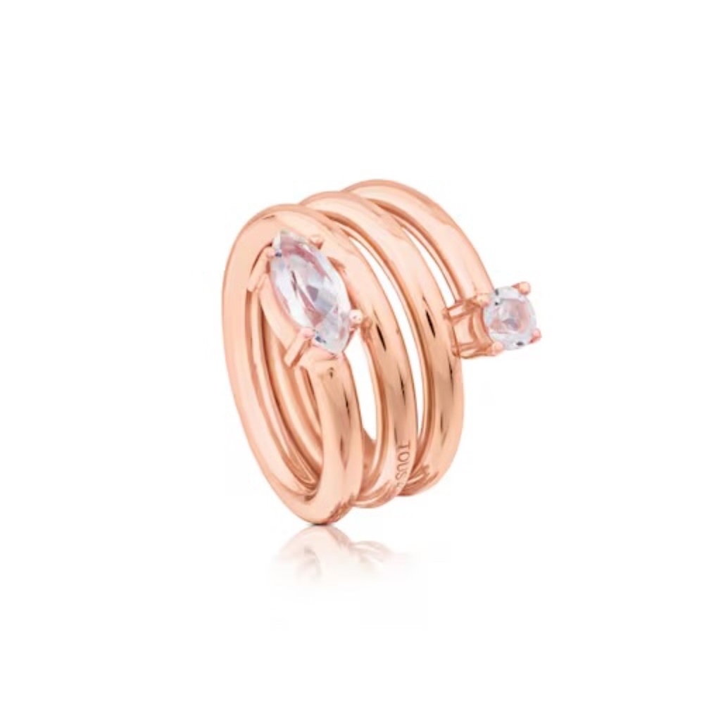 TOUS gold and silver ring with topaz gemstones